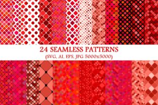 24 Seamless Red Square Patterns