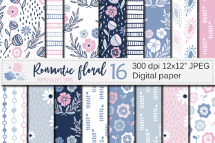 Blue and Pink Floral Seamless Patterns
