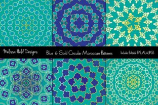 Blue Gold Moroccan Circular Patterns: A Designer’s Resource for Timeless Elegance
