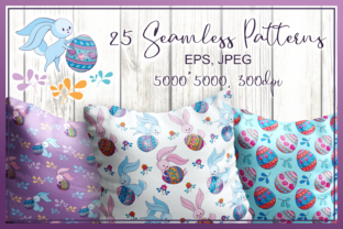 Cute Easter Bunnies. Seamless Patterns